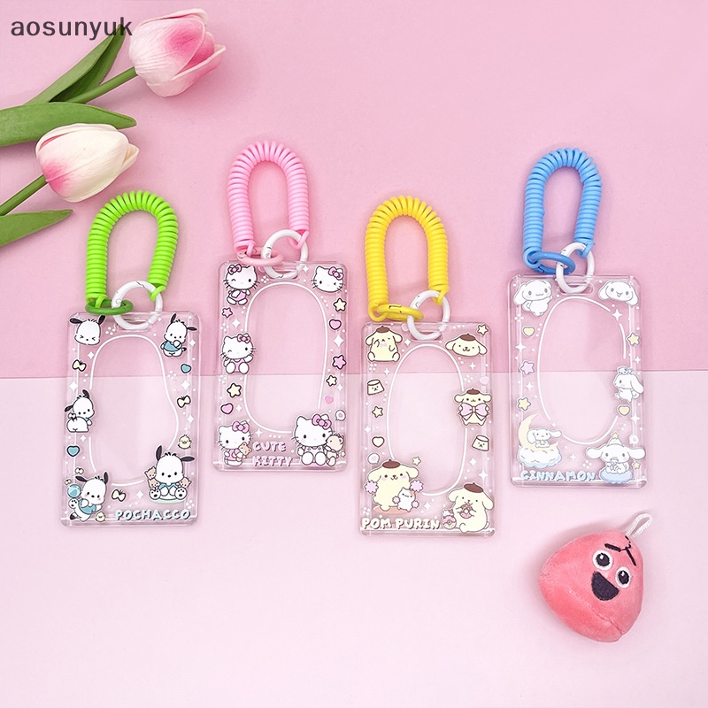 Aosunyuk sanrio kuromi my melody Đựng Thẻ Kèm Dây Đeo Họa Tiết Hoạt Hình anime cinnamoroll pompom purin Dễ Thương Cho Học Sinh
