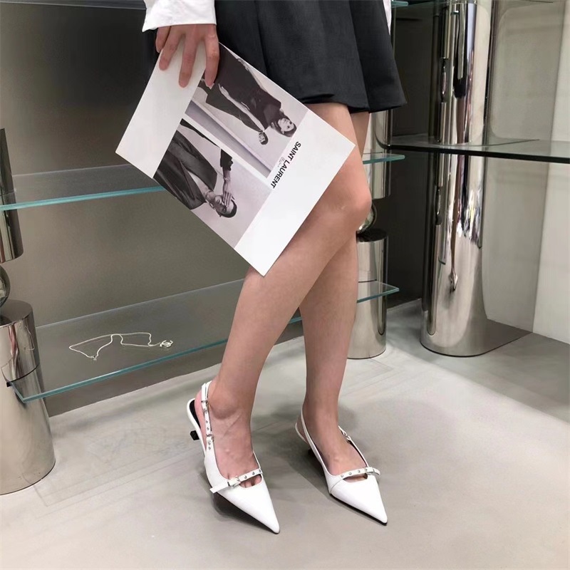 Đen Giày Sandal Cao Gót Mũi Nhọn Thời Trang Xuân Hè 2023 Dành Cho Nữ