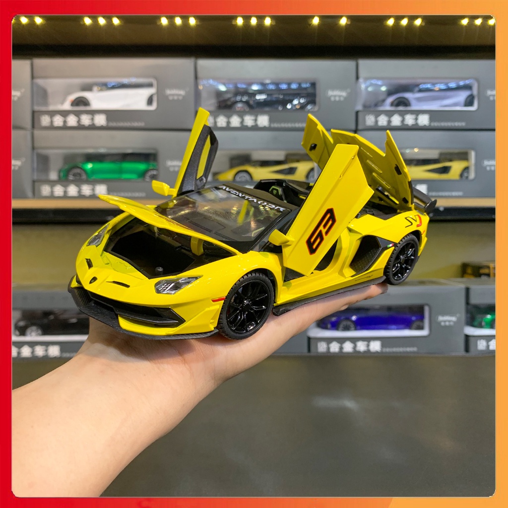 Mô hình xe Lamborghini Aventador SVJ 63 tỉ lệ 1:24 Miniauto tặng ô tô