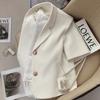 Mới Áo Khoác blazer Ngắn Tay Màu Trơn Thời Trang Cho Nữ