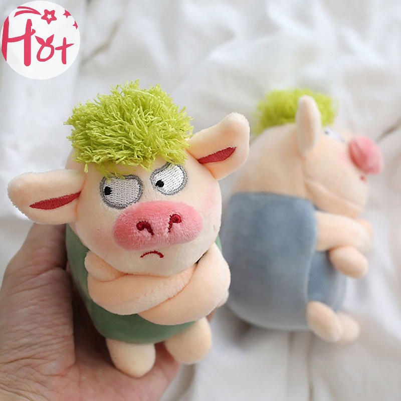 Jr Móc Khóa Hình Chú Heo Nhồi Bông Màu Xanh Lá Dễ Thương