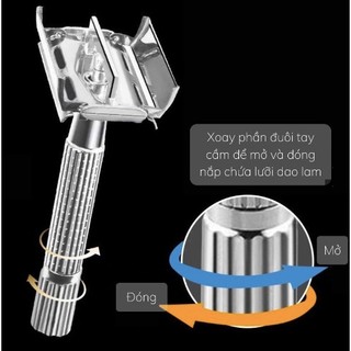 Dao cạo râu, bàn cạo râu inox nanjie nj997 kiểu dáng cổ điển cao cấp lịch lãm cao cấp