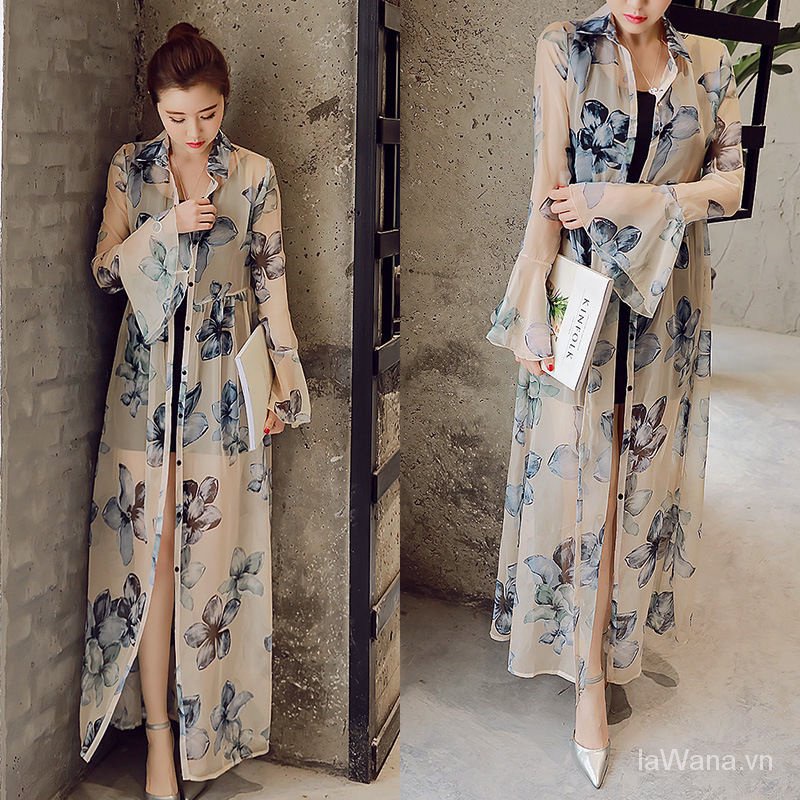 Mới Áo Khoác cardigan chiffon Mỏng Tay Dài Thời Trang Mùa Hè 2023 Dành Cho Nữ