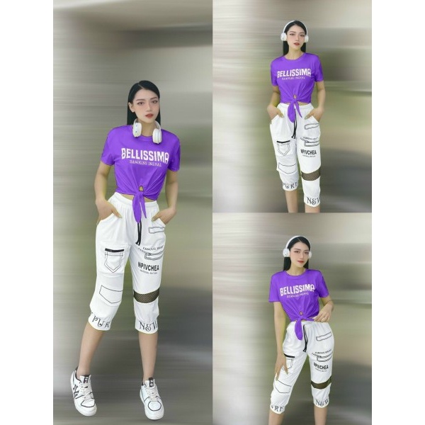 Áo croptop nữ thắt gấu BELLISSIMA phong cách, siêu thoáng mát tập shuffle dance, zumba,aerobic gym, yoga, chất thun