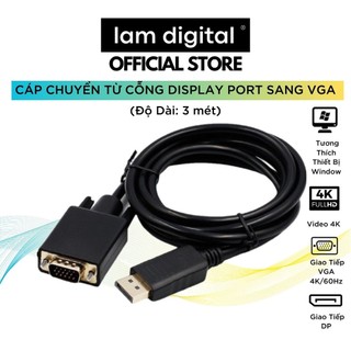 Dây cáp chuyển đổi display port dp sang vga 1080p dài 3 mét