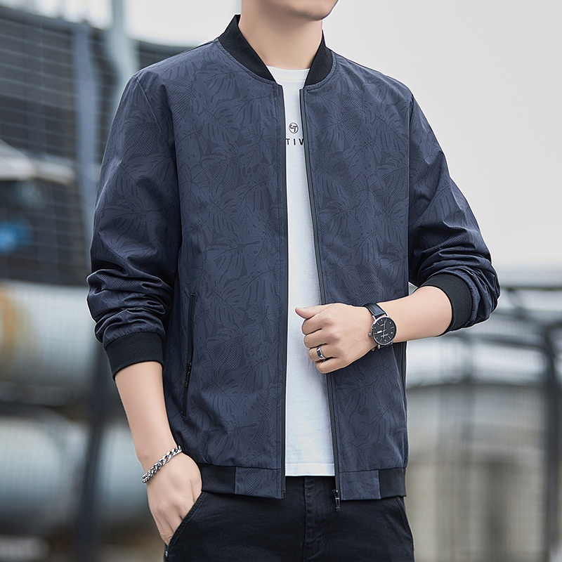 Áo Khoác Cổ Đứng Tay Dài Màu Trơn Dáng Rộng Thoáng Khí Chống Thấm Nước Thời Trang Cho Nam