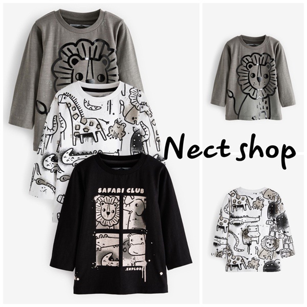 Sét 3 áo dài tay bé trai nect auth sale áo sư tử lion