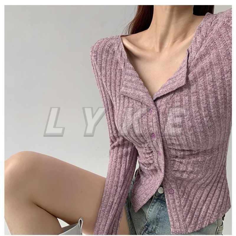 Y2K Áo cardigan len Áo sweater Dệt Kim Tay Dài Cổ Chữ v Cài Nút Thời Trang Mùa Thu 2023 Quyến Rũ Cho Nữ croptop cardigan