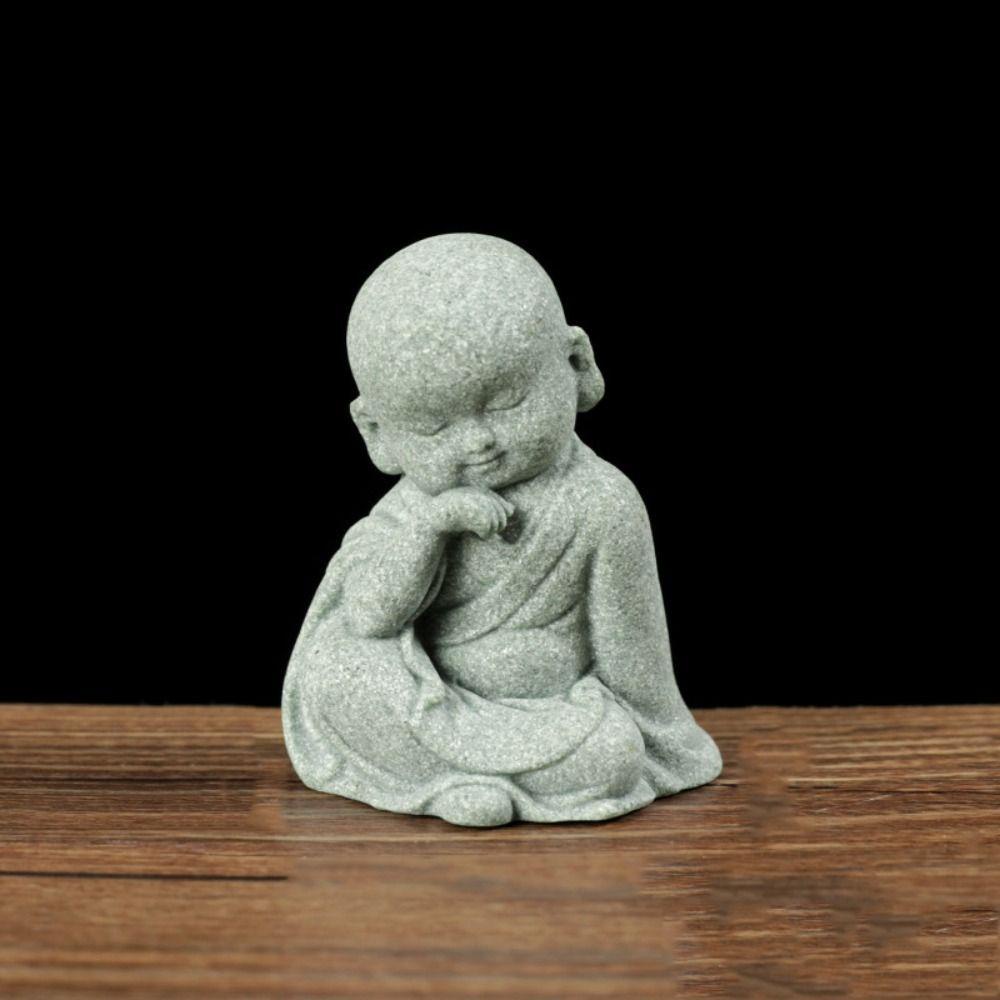 Shanlin Tượng Phật mini Bằng Đá Sa Thạch Xanh Lá Phong Cách Trung Hoa Vui Nhộn diy
