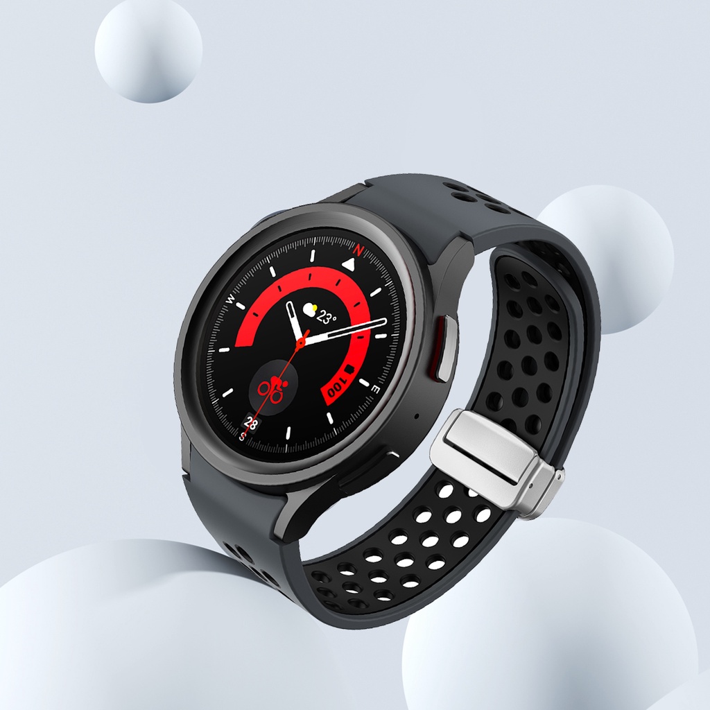 Silicone Dây Đeo Silicon Thoáng Khí Có Khóa Nam Châm Cho Đồng Hồ Thông Minh samsung galaxy watch 6 5 4 44 / 40mm galaxy watch 6 classic 5pro 45mm