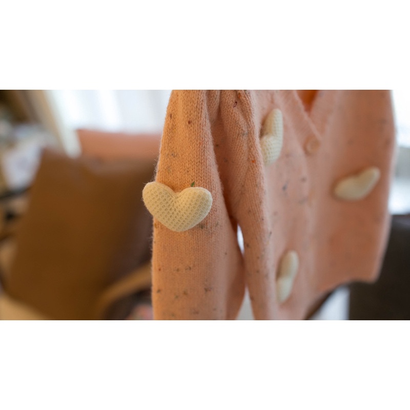 Áo Khoác cardigan Họa Tiết Trái Tim Đáng Yêu Thời Trang Thu Đông Cho Bé Gái