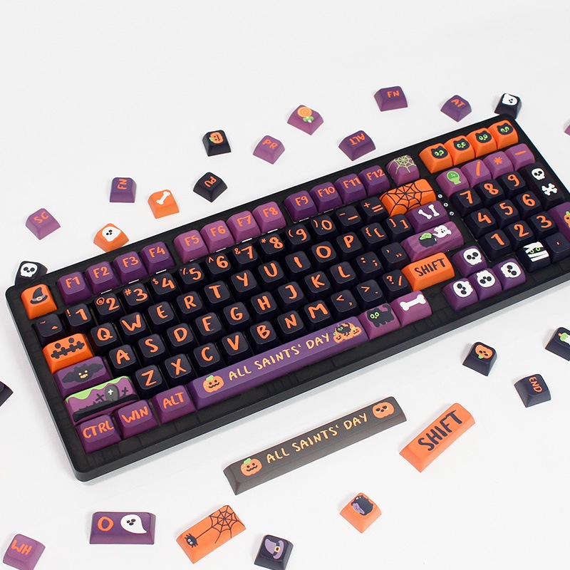 Keycap giới hạn Halloween, 135 phím, chiều cao XDA 9,5MM, thăng hoa PBT, phù hợp với bàn phím phím 87/68/84/104/108 ​