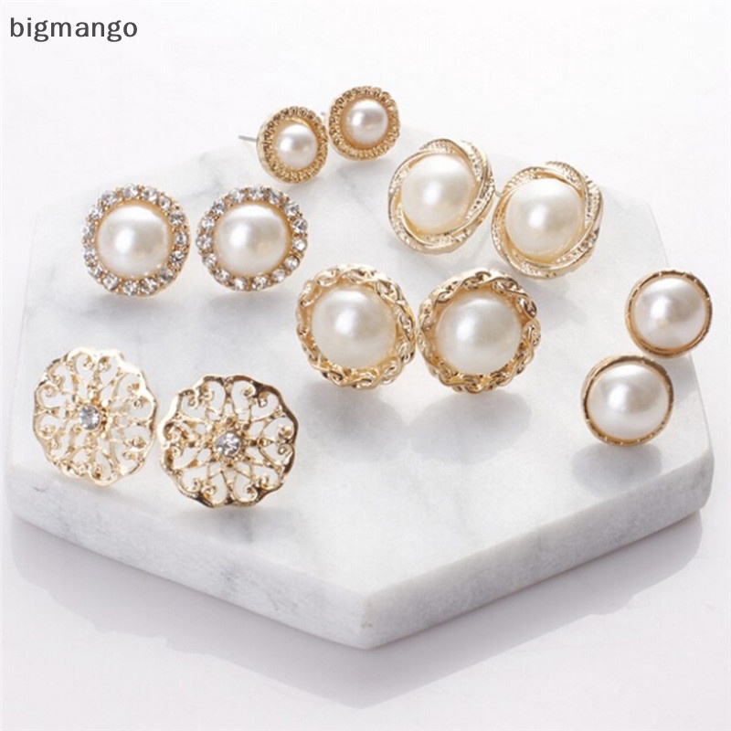 Bộ 6 Cặp Bông Tai Đính Đá Thời Trang Thanh Lịch