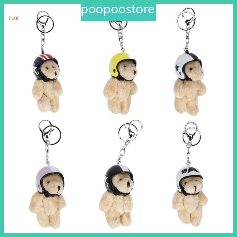 Móc Khóa Gấu Bông Đội Mũ Bảo Hiểm mini Đáng Yêu