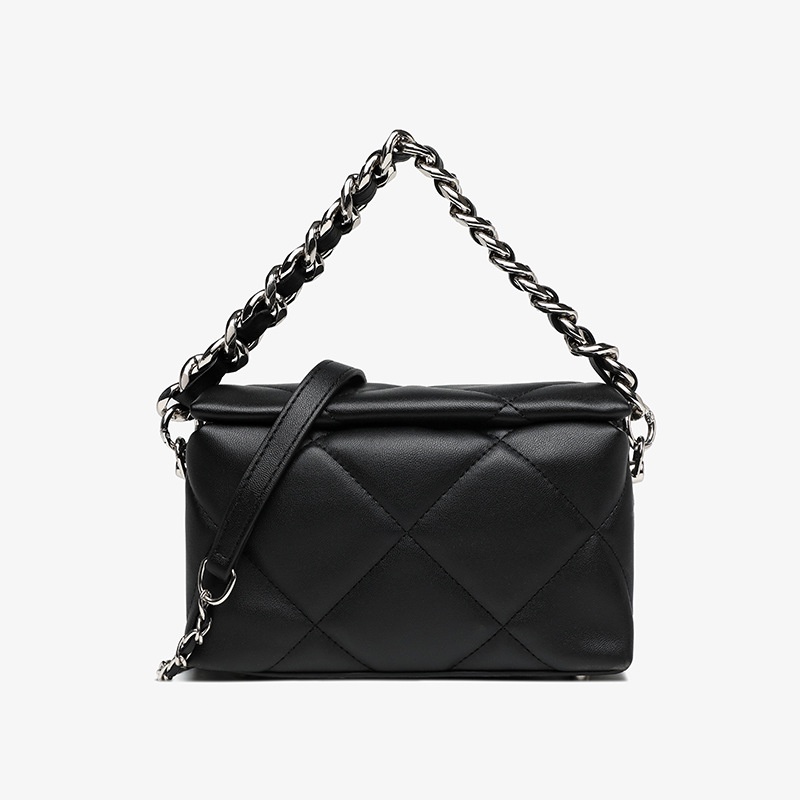 Iconzero Nữ Dây Xích Thời Trang Đeo Vai Túi Nhỏ Mini Đeo Chéo Kim Cương Túi Da Thật Cao Cấp Túi Vuông Nhỏ