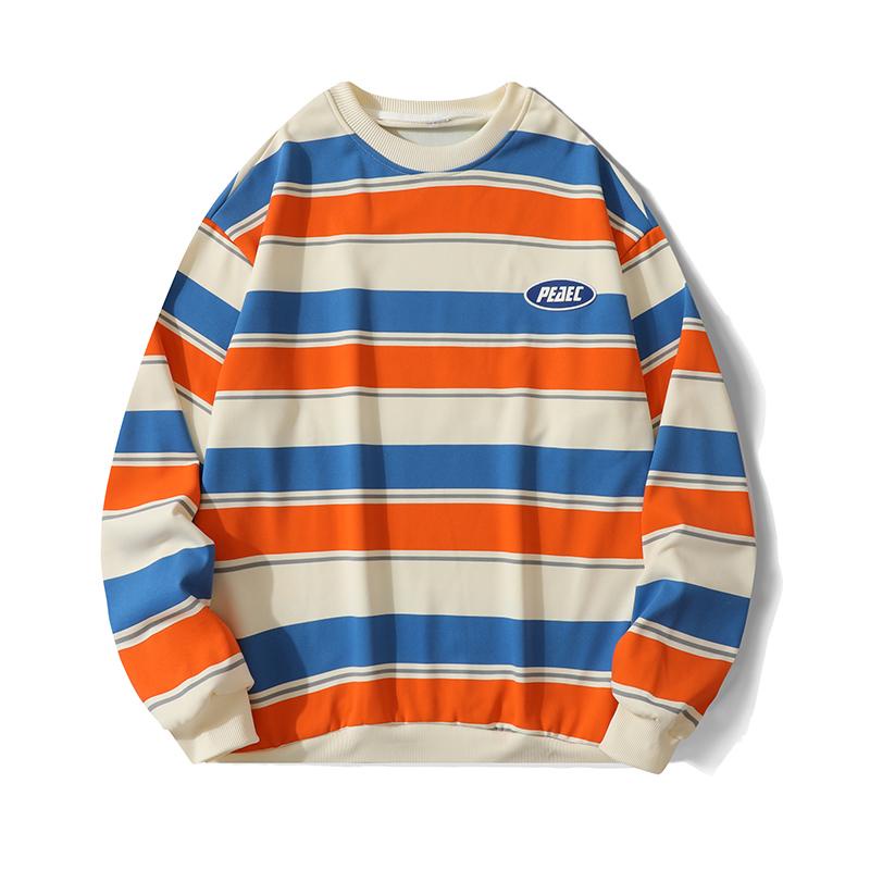 Áo Thun Tay Dài Dáng Rộng Họa Tiết Kẻ Sọc Phong Cách retro Mỹ Thời Trang Xuân Thu Cho Nam size s-3xl