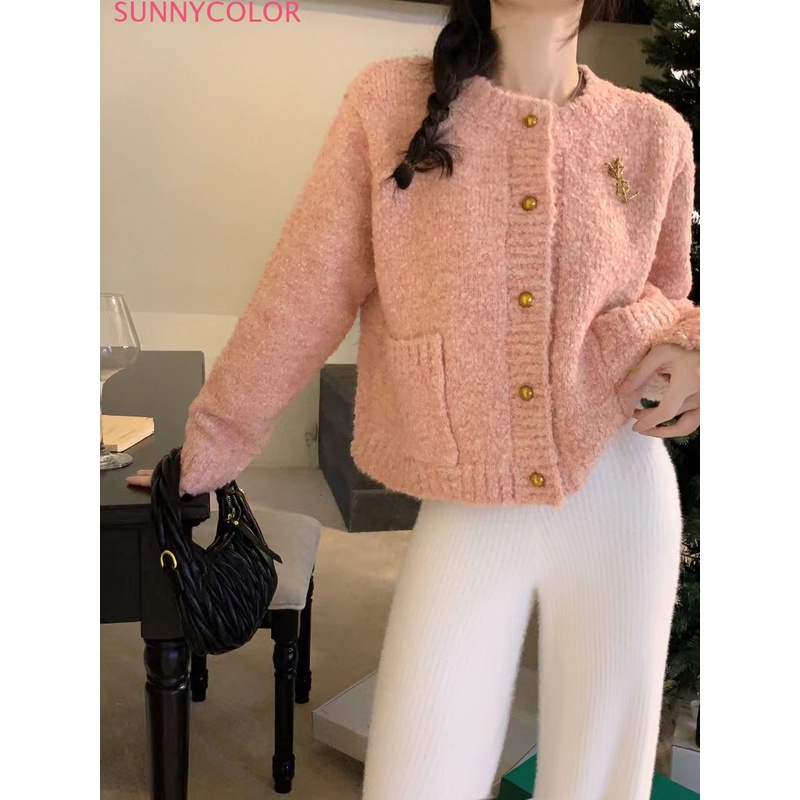 SUNNYCOLOR Áo Len áo khoác cardigan Thời trang Cổ điển Korean Stylish WMY23A0O9N 42Z231021
