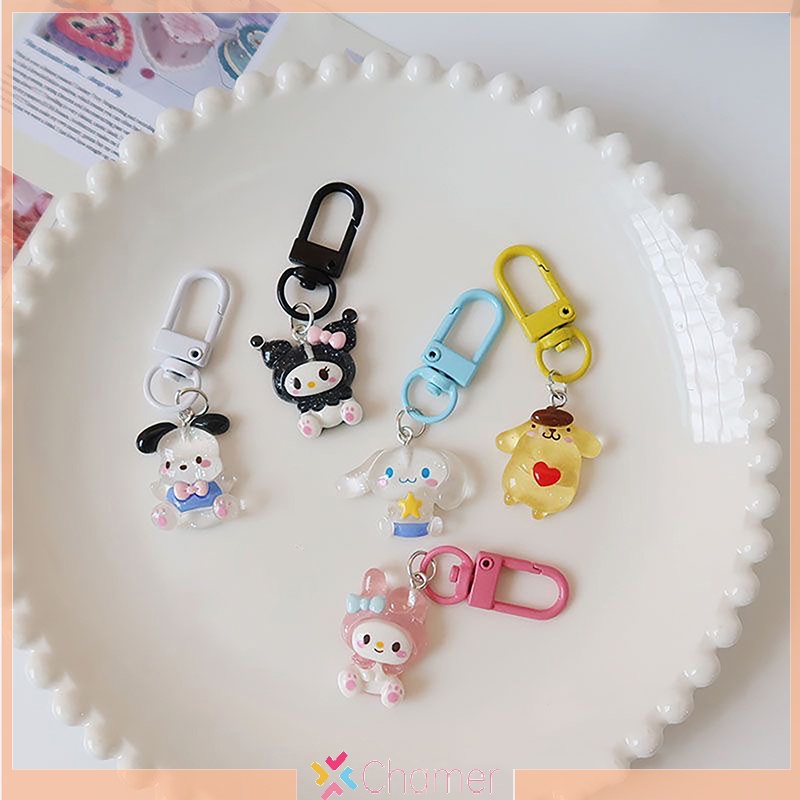 SANRIO  Móc Khóa Hình Cuộn Dây Ruy Băng Hoạt Hình my melody Dễ Thương Trang Trí Xe Hơi Mới