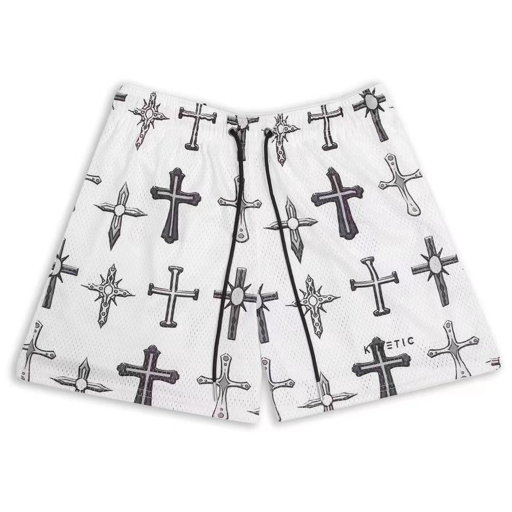 Mới Quần Short Thể Thao Chất Liệu polyester Nhanh Khô Thoáng Khí Thêu Họa Tiết Phong Cách hip hop Cho Nam