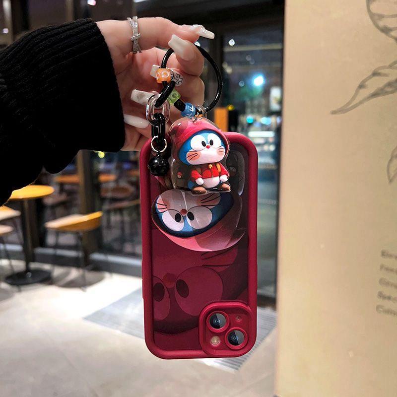 Ôp Điện Thoại Silicon Dẻo Kèm Móc Khóa Hình Doremon Dễ Thương Cho iphone 7 8 plus 11 12 13 14 15 pro max x xr xs max Ốp
