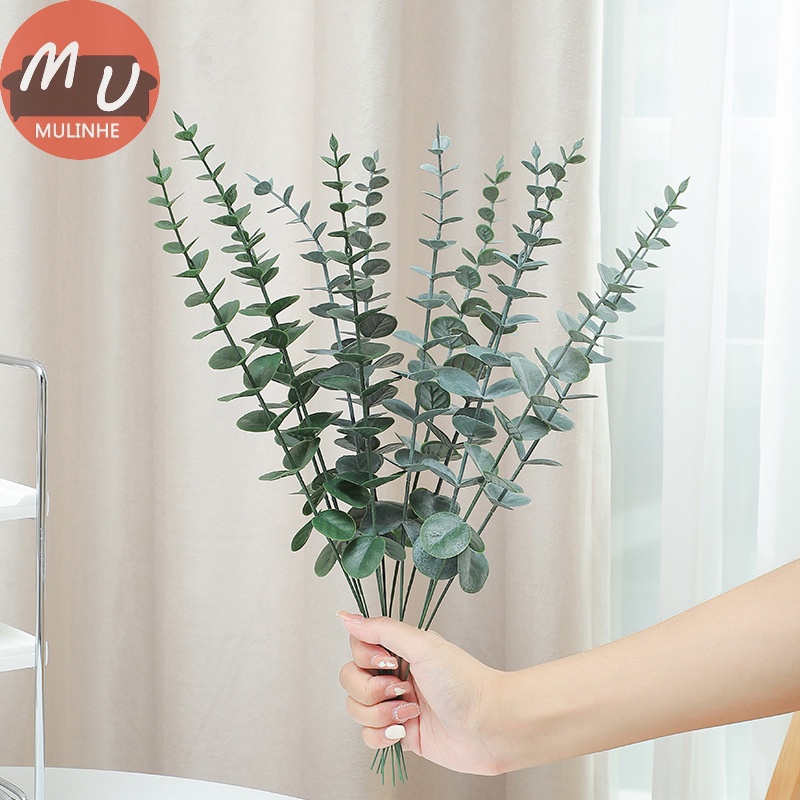 Set 6 / 12 Cành Lá Cây Bạch Đàn Giả Trang Trí Đám Cưới vn