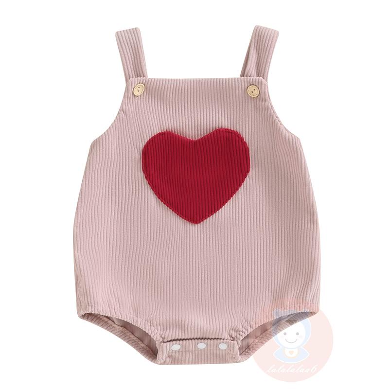 Laa6-áo Liền Quần Vải Nhung Kẻ Không Tay Trái Tim Có Túi Cho Bé