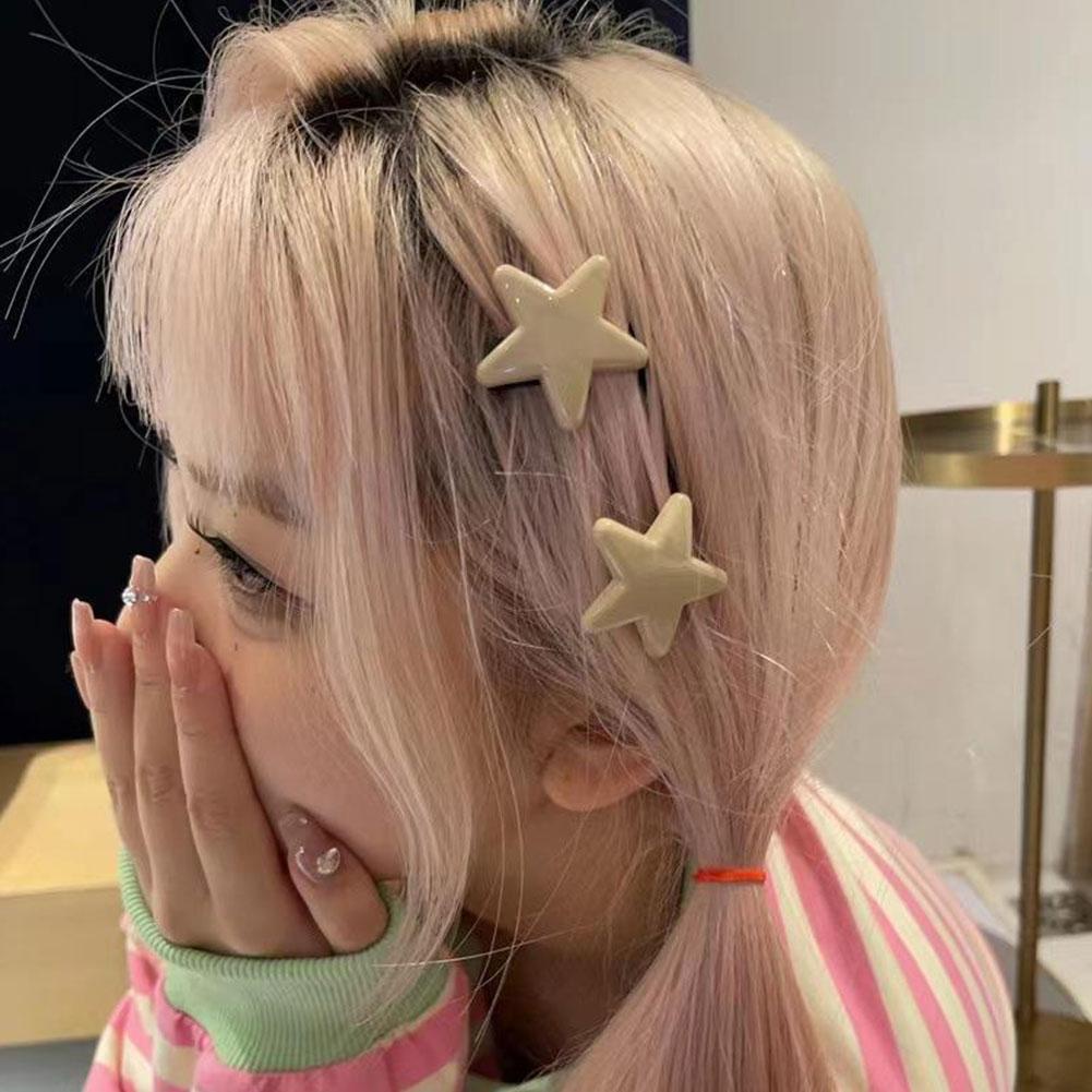 Kẹp Tóc Trang Trí Hình Ngôi Sao / Trái Tim Màu Hồng Ngọt Ngào q7z3