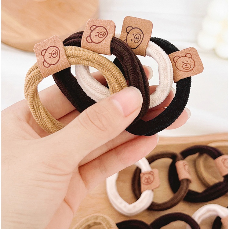 Dây Buộc Tóc Cao Su Co Giãn Bọc Vải Lông Mềm Hình Gấu Hoạt Hình Dễ Thương Cho Nữ