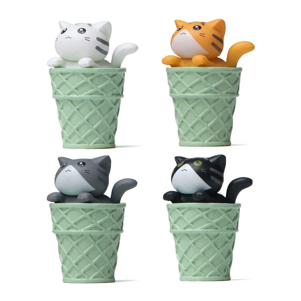 Adames Tượng Mèo Ăn Kem mini Trang Trí Xe Hơi