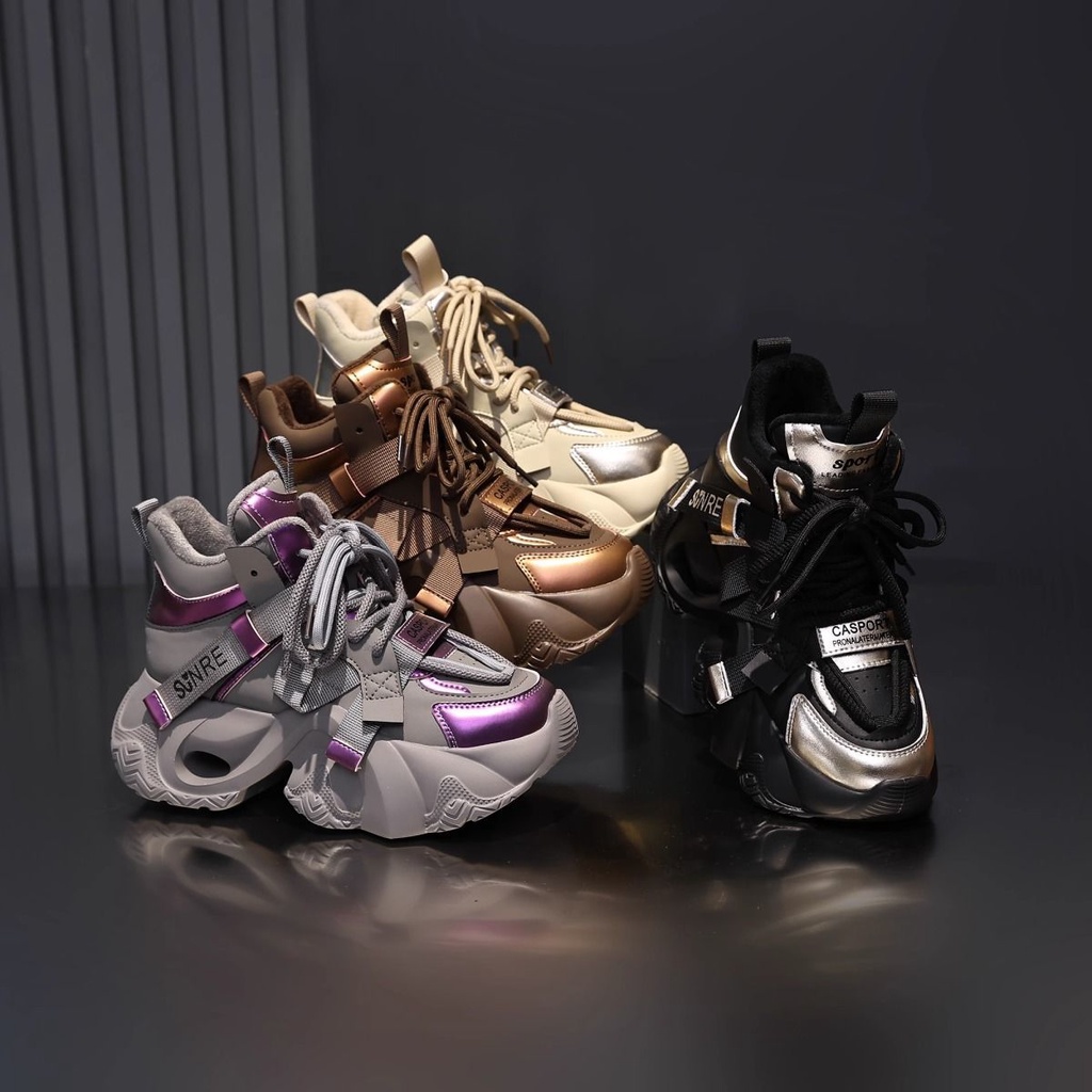 Giày Thể Thao Đế Mềm Dày 6cm Tăng Chiều Cao 2023 Thời Trang Thu Đông Cho Nữ