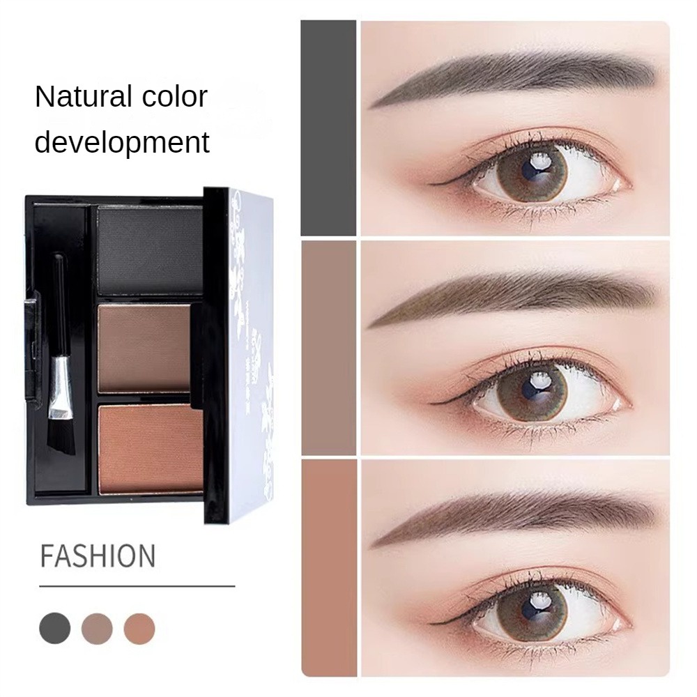 Bột lông mày ba màu không thấm nước, chống mồ hôi, không phai và lâu trôi cho người mới bắt đầu, chì kẻ mày tự nhiên nhỏ gọn và di động dành cho nữ JULYSTAR