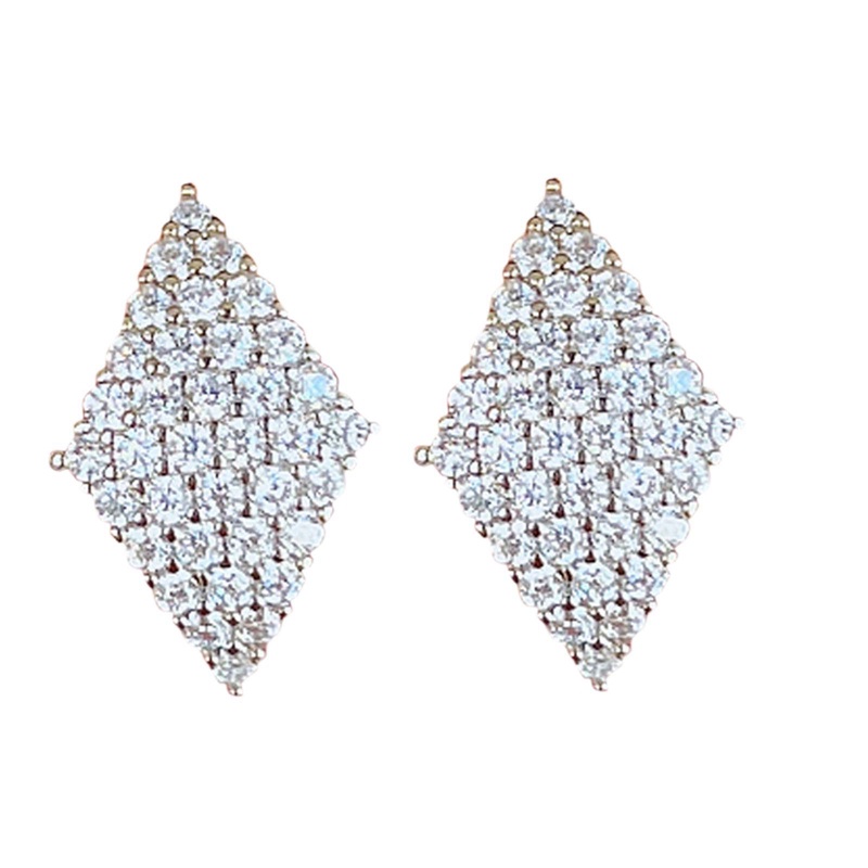 Khuyên Tai Đính Đá Zircon Phong Cách Hiện Đại Thời Trang