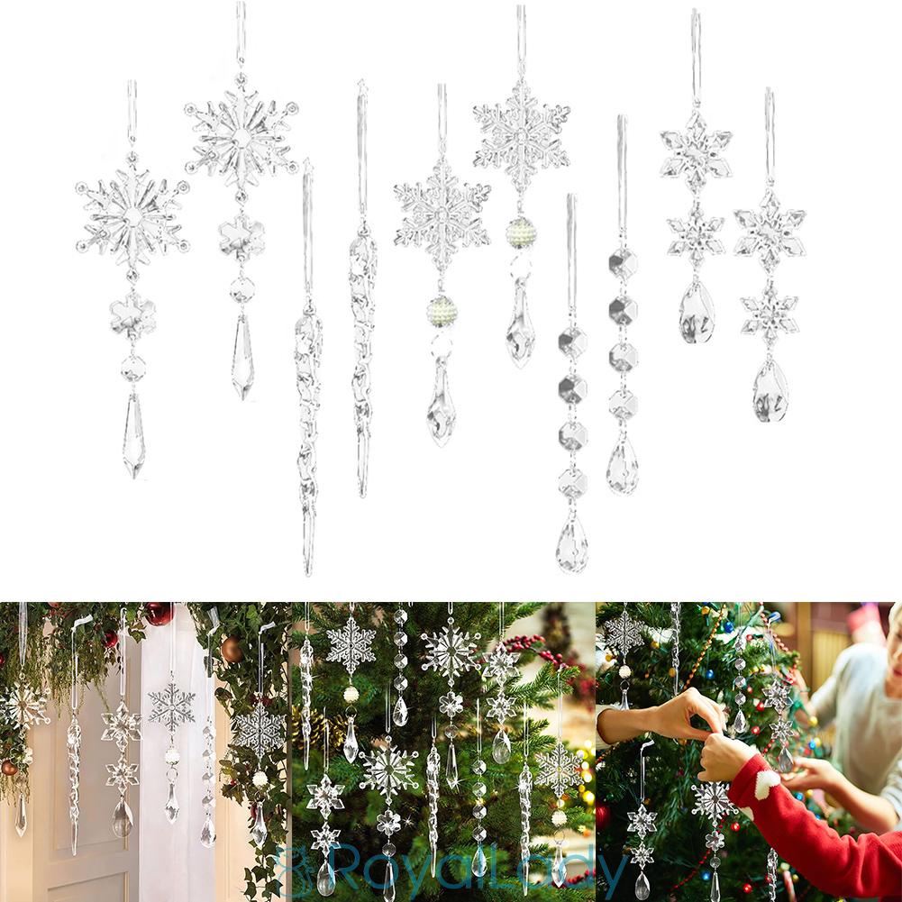 Bộ 10 Bông Tuyết Nhựa acrylic Trang Trí