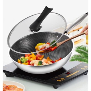 CHẢO CHỐNG DÍNH VÂN TỔ ÔNG CAO CẤP SZ 32CM KÈM NẮP SÂU LÒNG dùng bếp từ, bếp gas, bếp điện, bếp than...