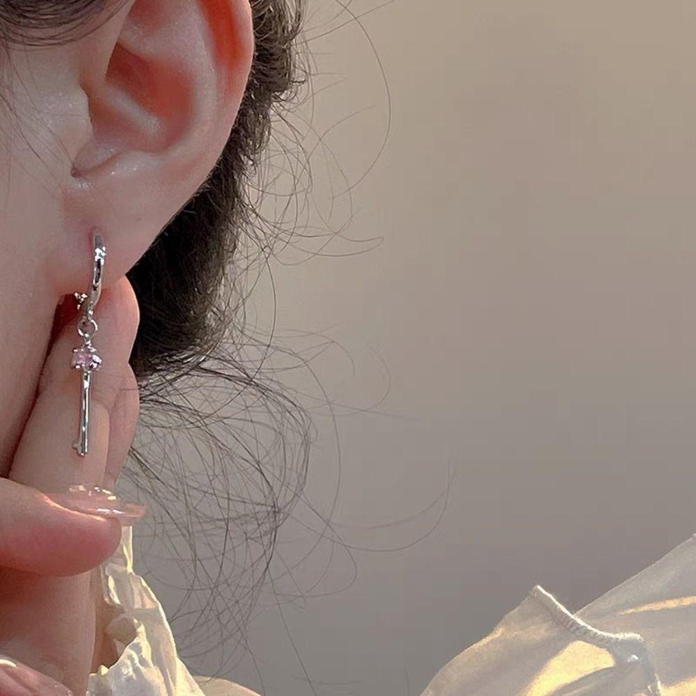 Bliss Khuyên Tai Bạc Xỏ Lỗ Hình Chìa Khóa / Chìa Khóa Phong Cách vintage Lãng Mạn