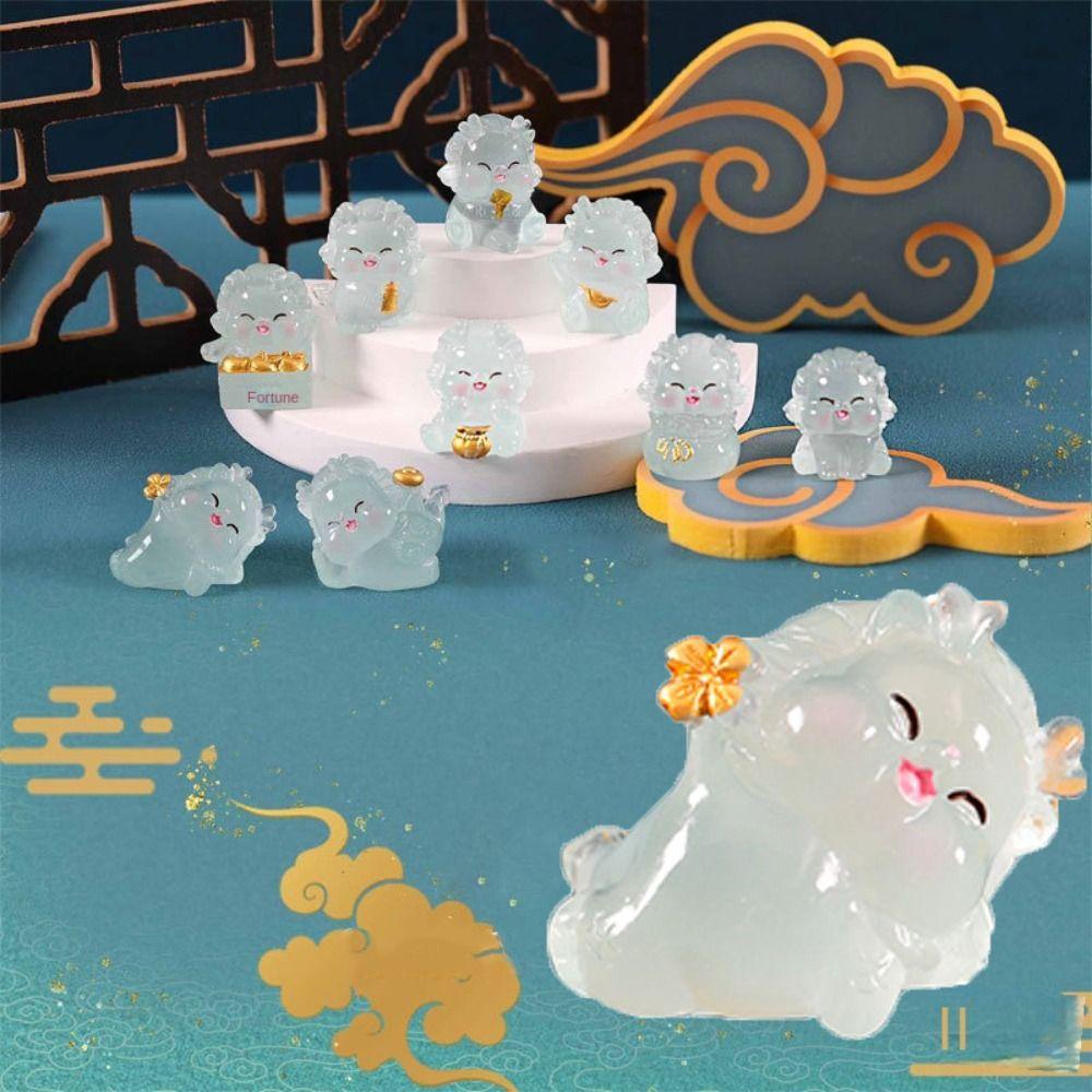 Mô Hình Rồng Năm 2024 mini Bằng Nhựa resin Phát Quang Kiểu Trung Hoa Trang Trí Tiểu Cảnh / Sân Vườn