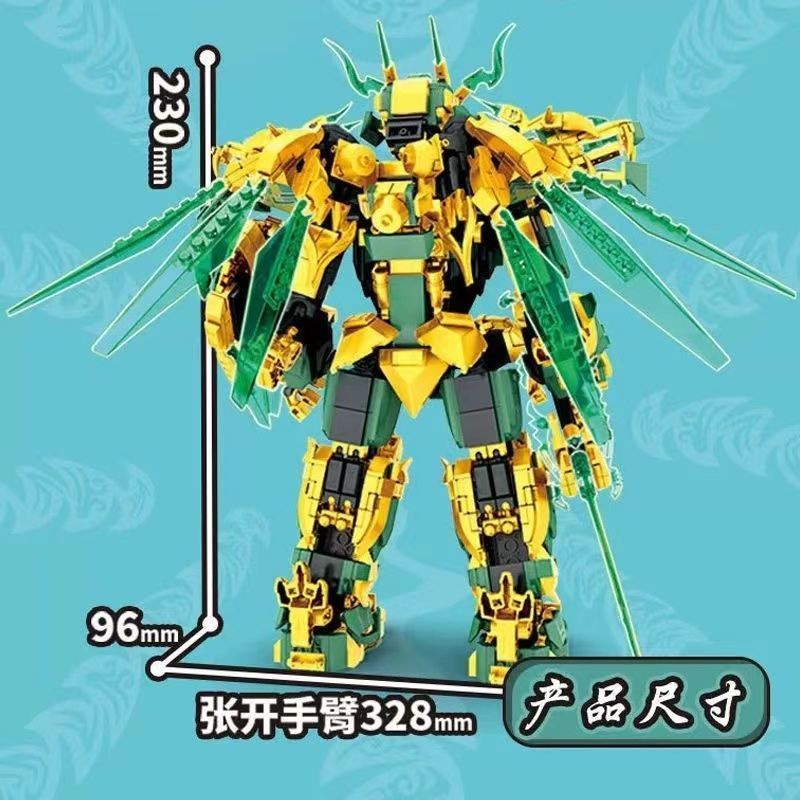 Khối Xây Dựng Phantom Ninja Jimmecha Vàng Biến Dạng Rồng Đồ Chơi Lắp Ráp Trí Tuệ Cho Trẻ Em Quà Tặng