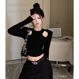 Áo Thun Tay Dài Thiết Kế Khoét Lỗ Thời Trang Mùa Thu Quyến Rũ