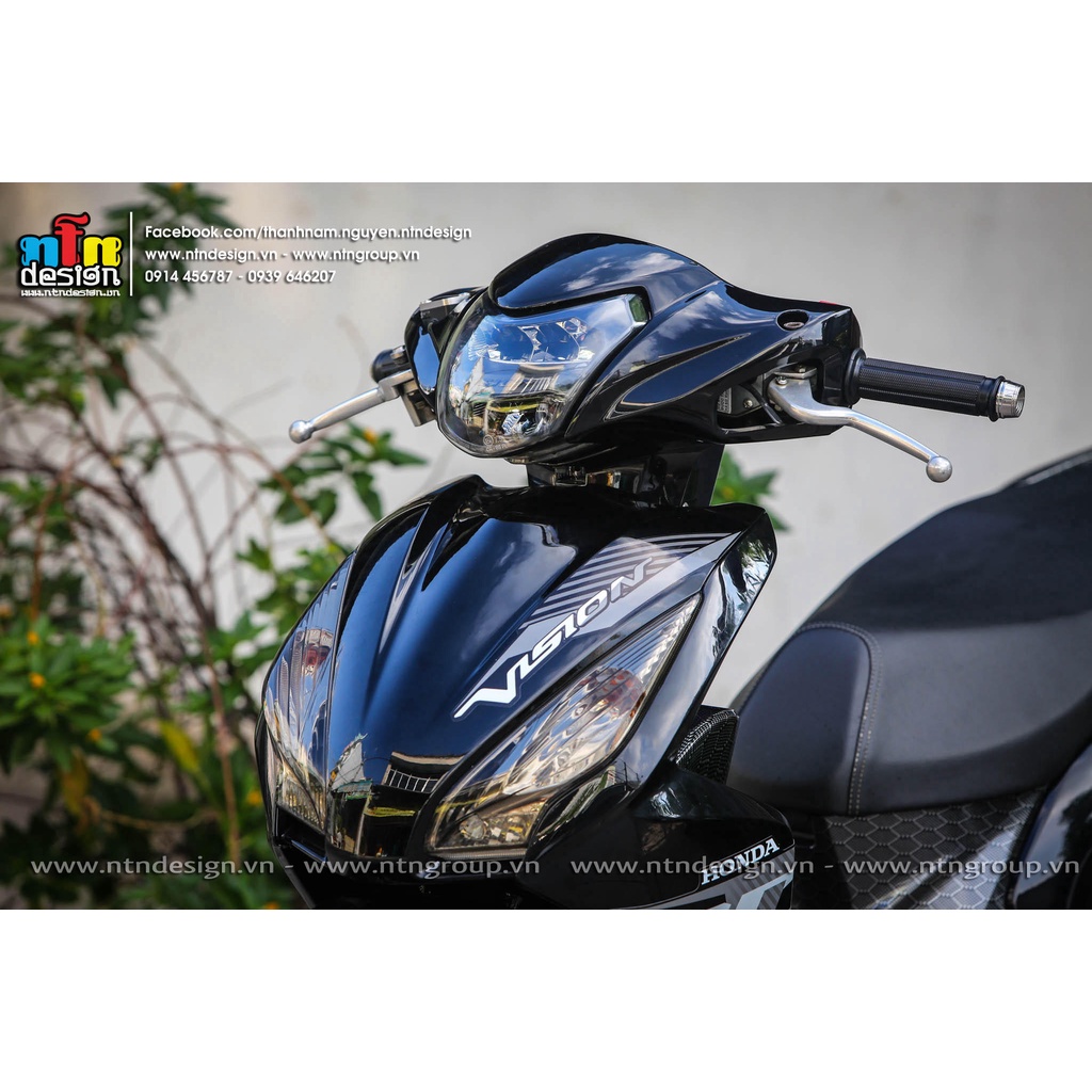 Tem rời Vision 2015 xe đen - mẫu sọc xám trắng đơn giản - không bay màu