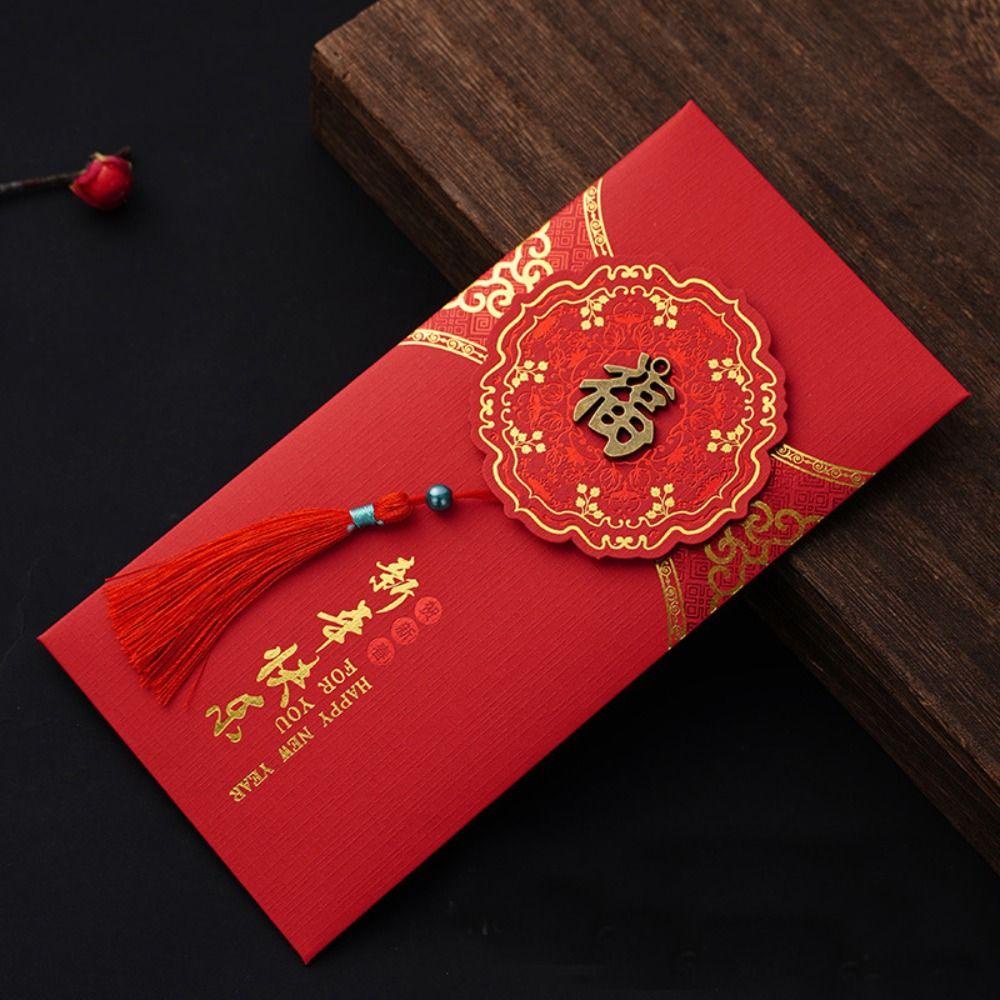 Mmluck Set 2 Bao Lì Xì Đỏ May Mắn Phong Cách Trung Hoa Hoạt Hình May Mắn Có Tua Rua Dày Dặn May Mắn Cho Năm Mới