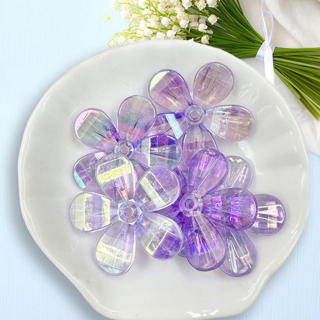 Set 5 Hạt Xỏ Lỗ 29mm Hình Hoa Làm Trang Sức Thủ Công Nec