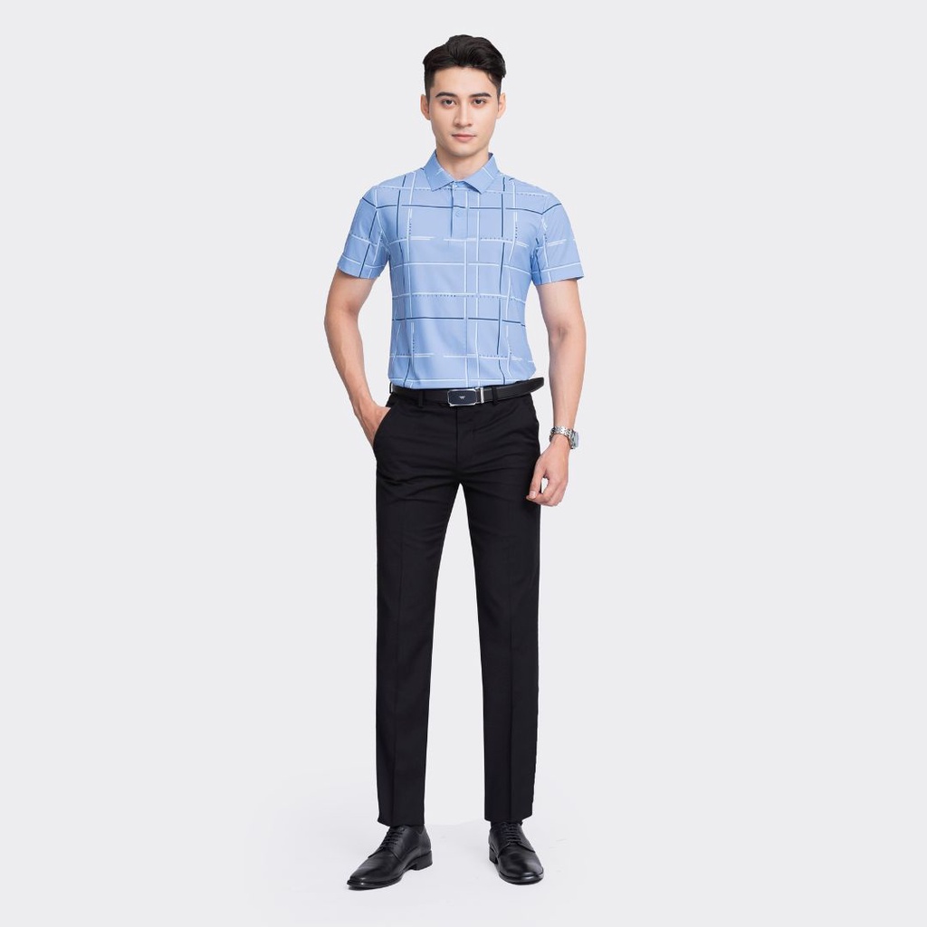 Áo polo có cổ ngắn tay Aristino for Boss phom dáng regular fit, màu Xanh Biển nam tính, thời thượng - 1PS018S3