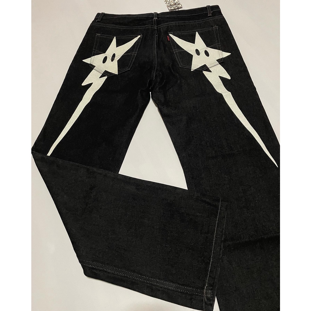 Quần baggy jeans Đen Ống Rộng In Hoạ Tiết Ngôi Sao Phong Cách Thời Trang harajuku Dành Cho Nam Và Nữ y2k