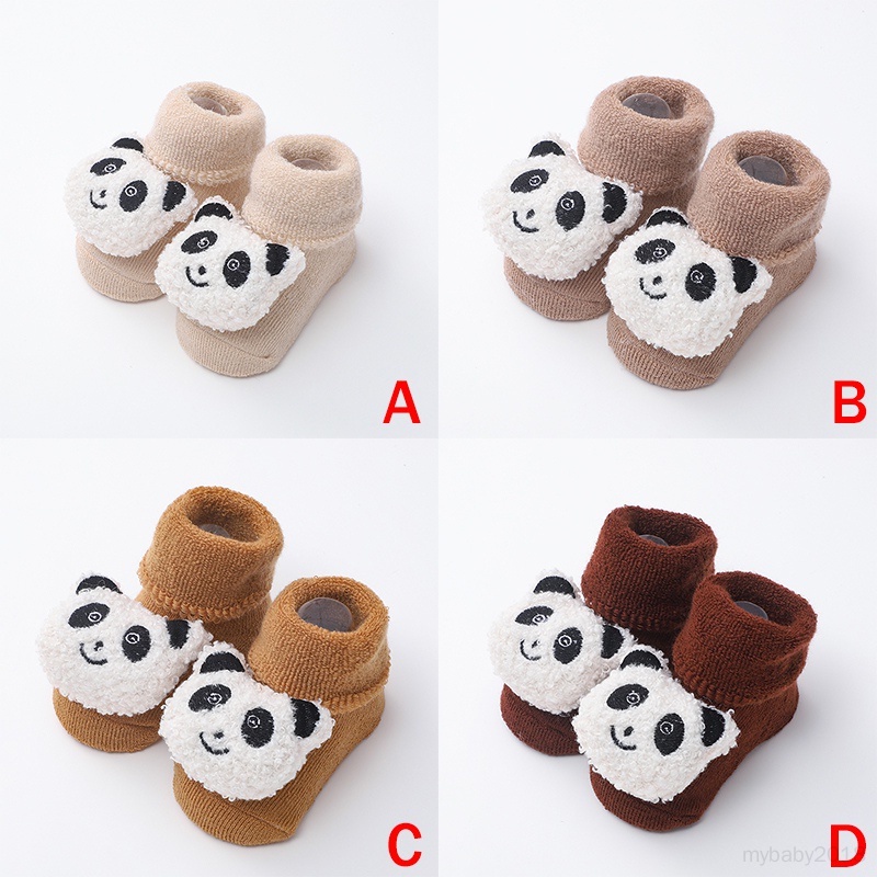 Vớ cotton Mềm Mại Chống Trượt Hình Gấu Trúc Hoạt Hình Dành Cho Bé Trai Gái Sơ Sinh