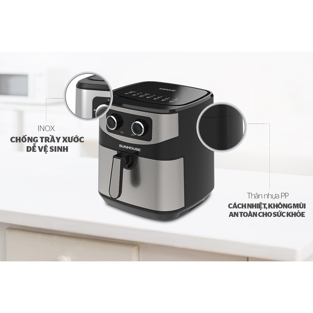 Nồi chiên không dầu 9L Sunhouse SHD4035 dung tích 9L chiên nướng được lượng lớn thức ăn