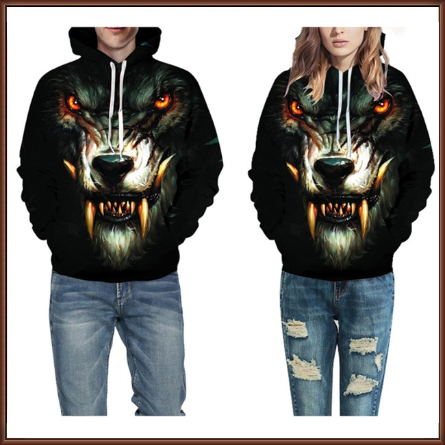 Jaz Áo Hoodie Tay Dài Dáng Rộng In Hình Sói 3d Kỹ Thuật Số Thời Trang Cho Nam Và Nữ