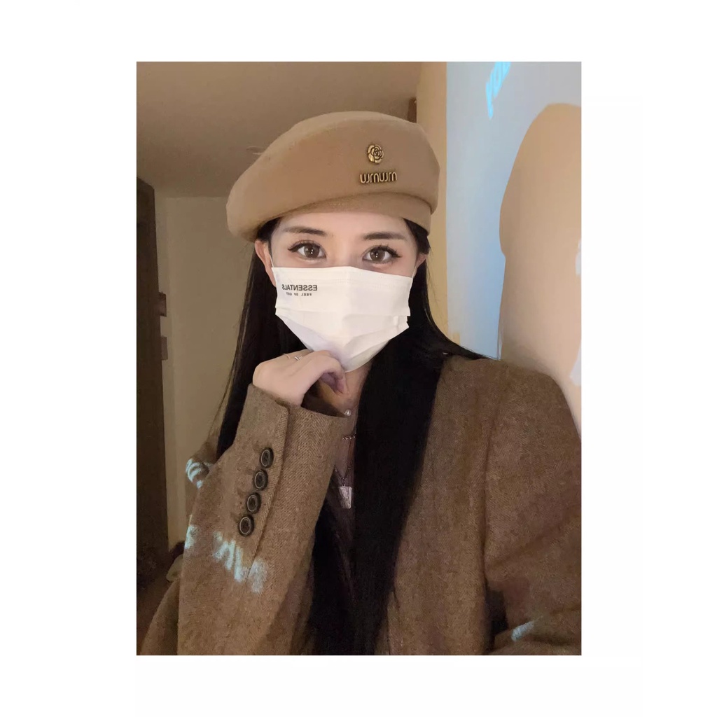 Mũ nồi mũ beret hoa trà min min