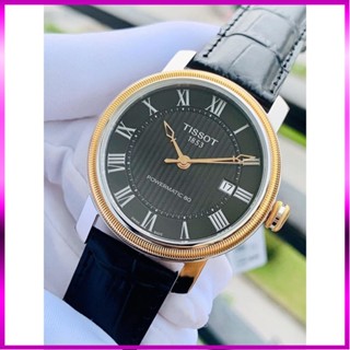 Đồng hồ nam Tissot Bridgeport T097.407.26.053.00 mặt đen niềng gold-Máy Cơ Powermatic 80 - Kính Sapphire Bảo Hành 1 Năm