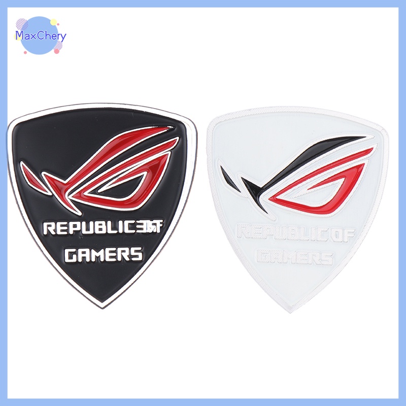 Miếng Dán Trang Trí Điện Thoại / Máy Tính In logo rog Bằng Kim Loại Màu Trắng / Đen Độc Đáo Mới