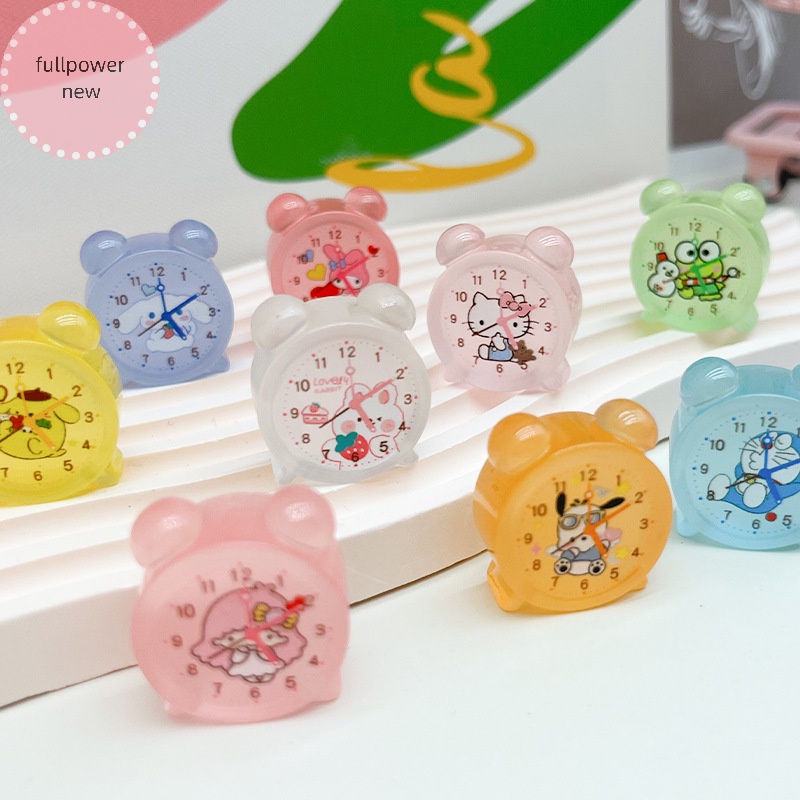 Set 2 Đồng Hồ Báo Thức mini Họa Tiết Hoạt Hình Dạ Quang Trang Trí Xe Hơi